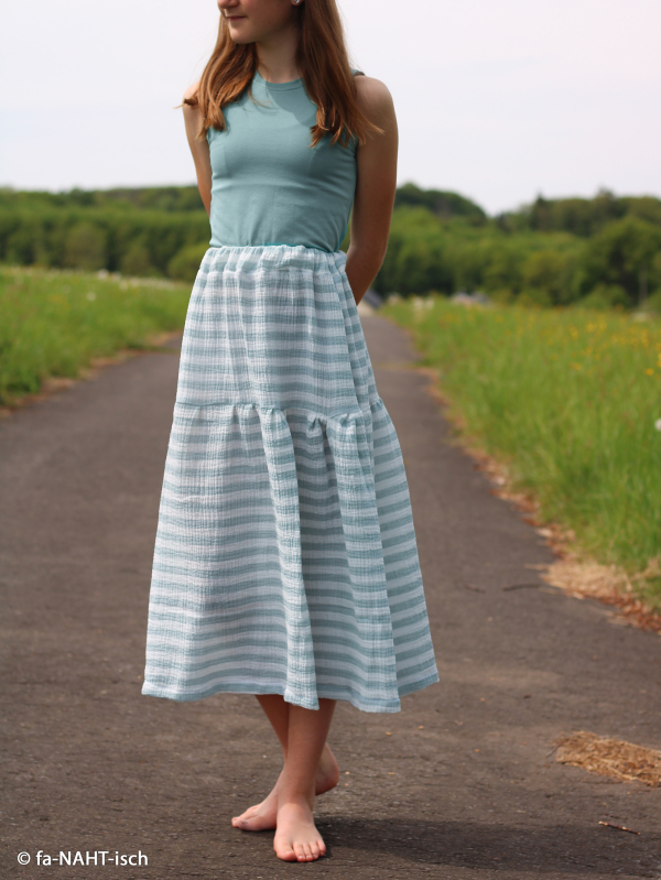Musselin - Sonja - Streifen - mint - weiss